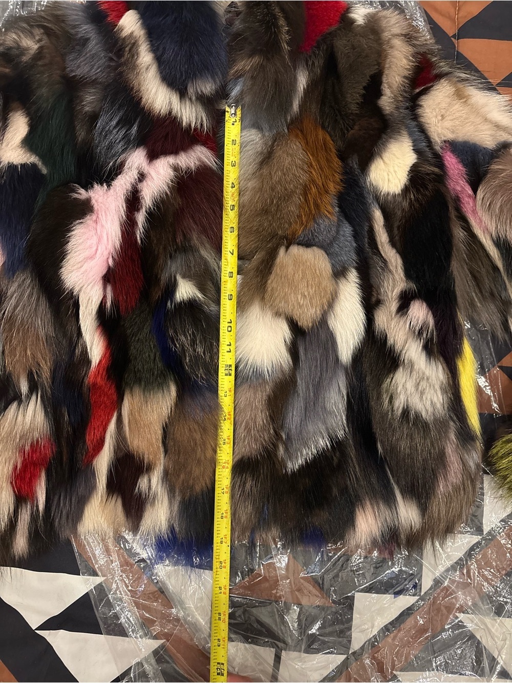 Dyed Multicolored Real Fox Fur- Women's Luxury Statement Coat - Picture 15 of 16